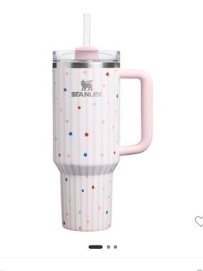 Stanley 40oz Pink and White Star Stripe Insulated Tumbler with Handle